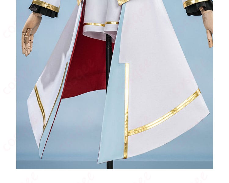 コート裾（衣裳のヘム）装飾ディテール。縁取りとドレープの表情を強調。