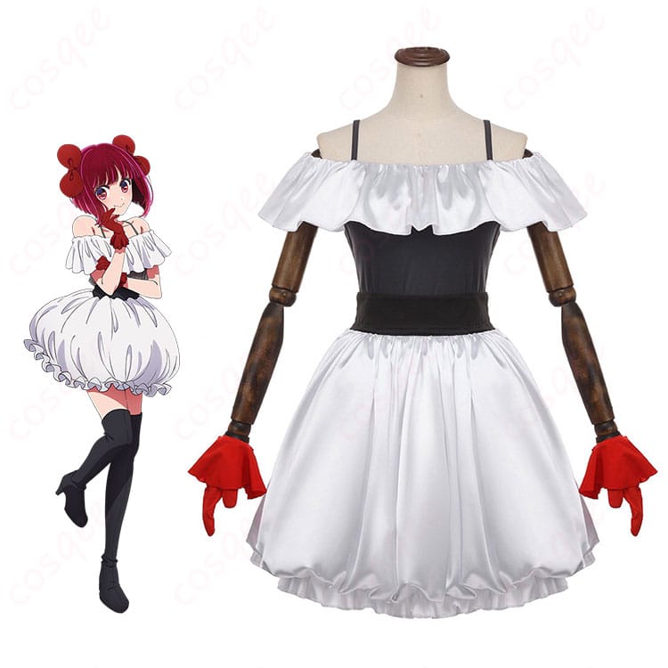 有馬かな B小町のコスプレ衣装を着用した全身モデル画像。フレアスカートと上品なシルエットが分かるカット。