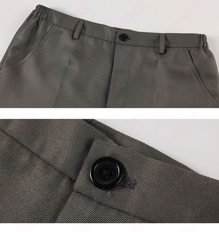 パンツのウエスト・ボタン周りディテール（前開き仕様）