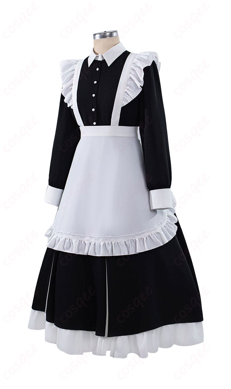 袖口とスカートのフレアが分かるメイド服の側面写真