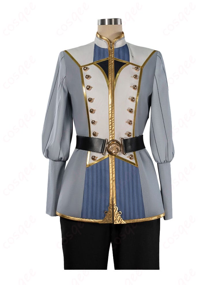 上着フロントのボタン・縁取り・胸元ラインの詳細