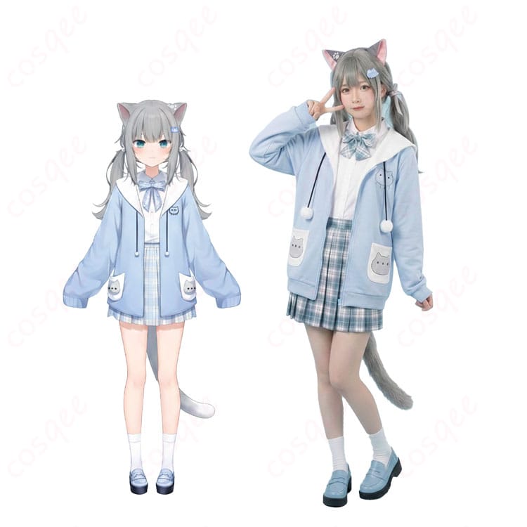 なちょ猫 新衣装(制服)を着用した全身モデルカット。猫耳とスカーフが映える上品なシルエットを正確に再現。