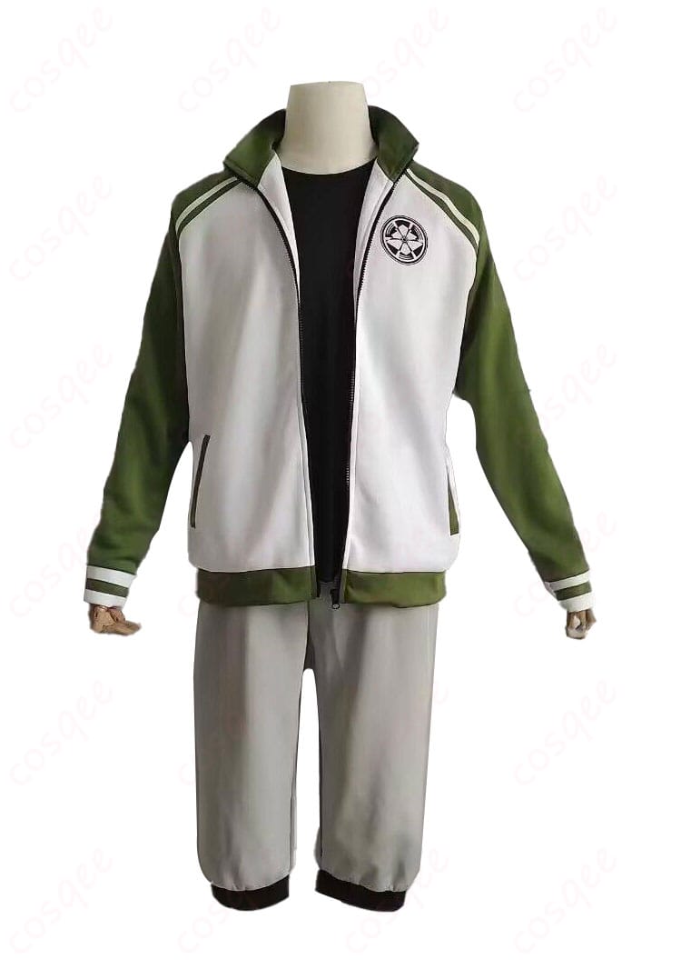 上着の前立てと飾りパイピングのディテール。落ち着いた配色と縫製ライン