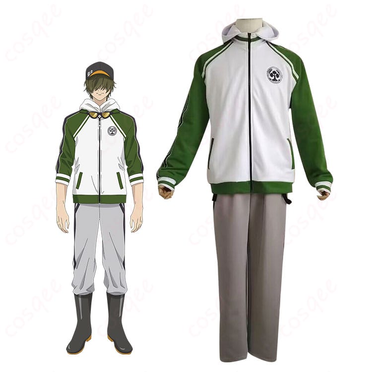 桑名江 内番ジャージの完成イメージとキャラクタービジュアルを並置した商品画像