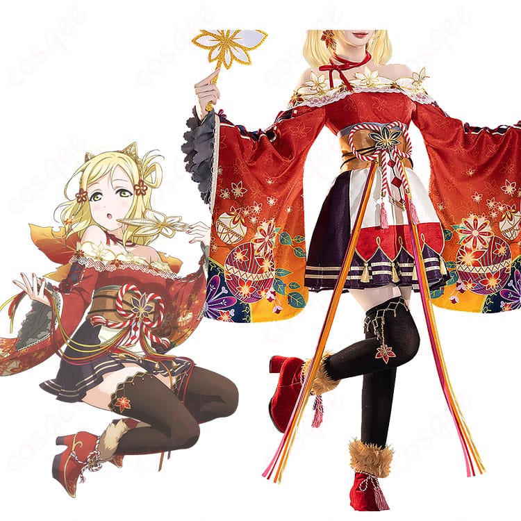 小原鞠莉 紅葉狩り編「冬が訪れるまで」和装コスの全身フロントショット