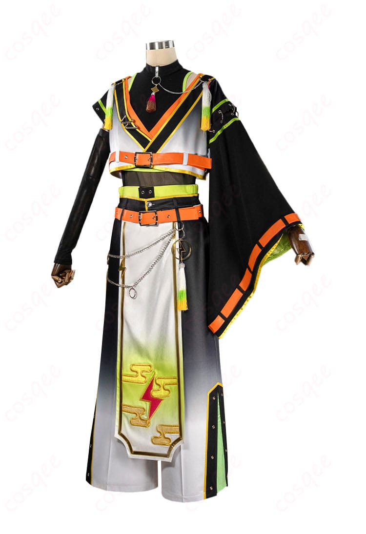 衣装左側面のシルエットと装飾パーツ固定仕様の詳細