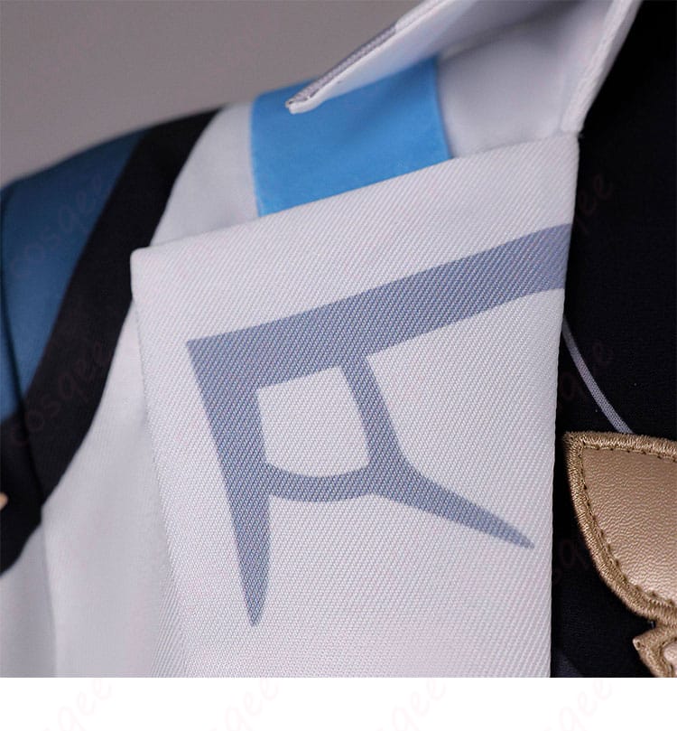 原神 旅人・空 真実の月コスプレ衣装の右襟パターン装飾の近接写真