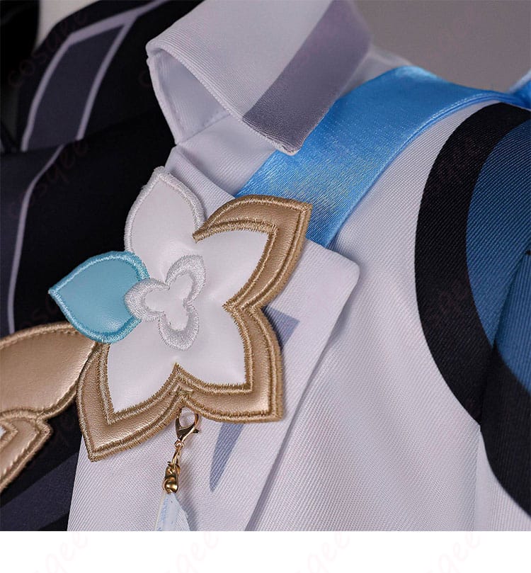 原神 旅人・空 真実の月コスプレ衣装の衣領装飾アップ(質感と縫製の仕上げ)