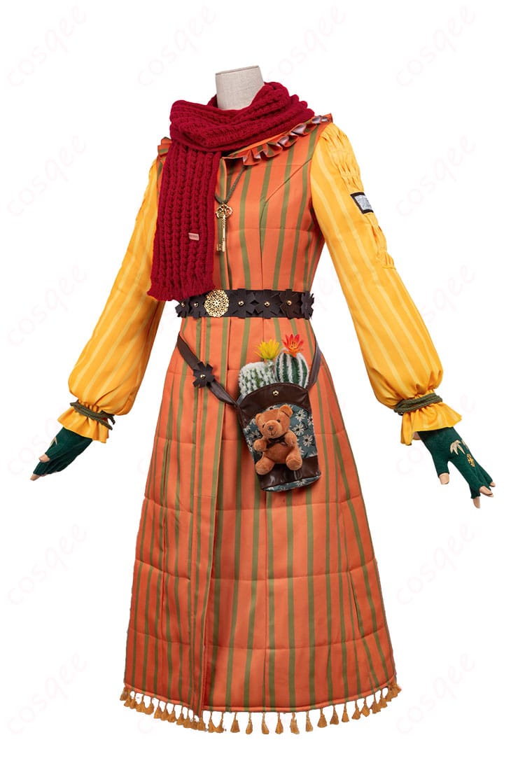 第五人格 エマ・ウッズ 暖かい冬の記憶コスプレ 背面全身イメージ|帽子とベルト位置、シルエット確認用