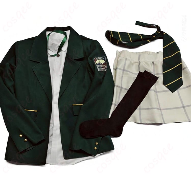 セット小物一式のレイアウト(チョーカー・ネクタイ・靴下のカラーと質感)