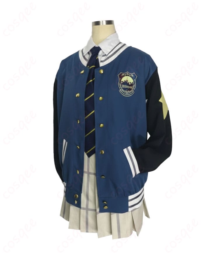 薄葉リツ 制服スカートとコート裾のシルエット、落ち着いたネイビー配色