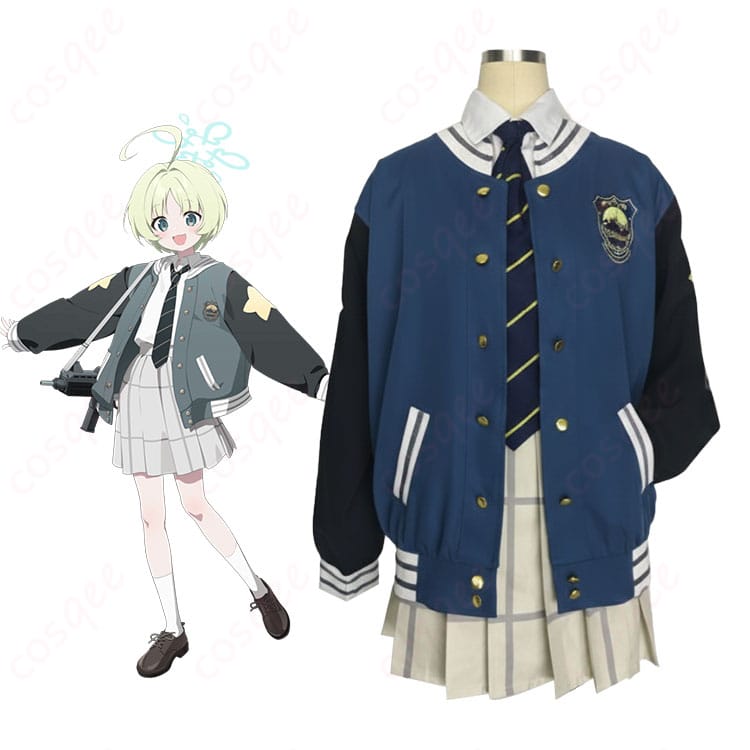 ブルーアーカイブ 薄葉リツのワイルドハント芸術学院 制服コスプレ一式（コート・シャツ・スカート・ネクタイ・靴下）フロント全身
