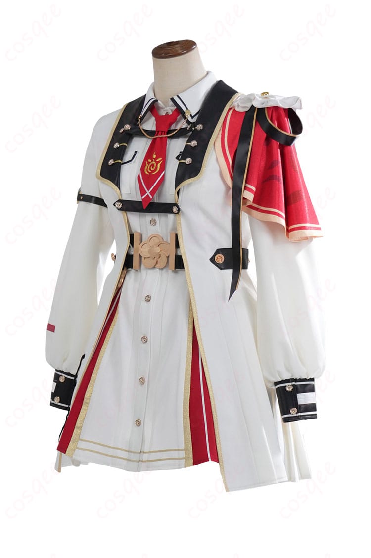 ホロライブ 百鬼あやめ 新衣装・軍服コスプレ衣装 襟元と前合わせの意匠