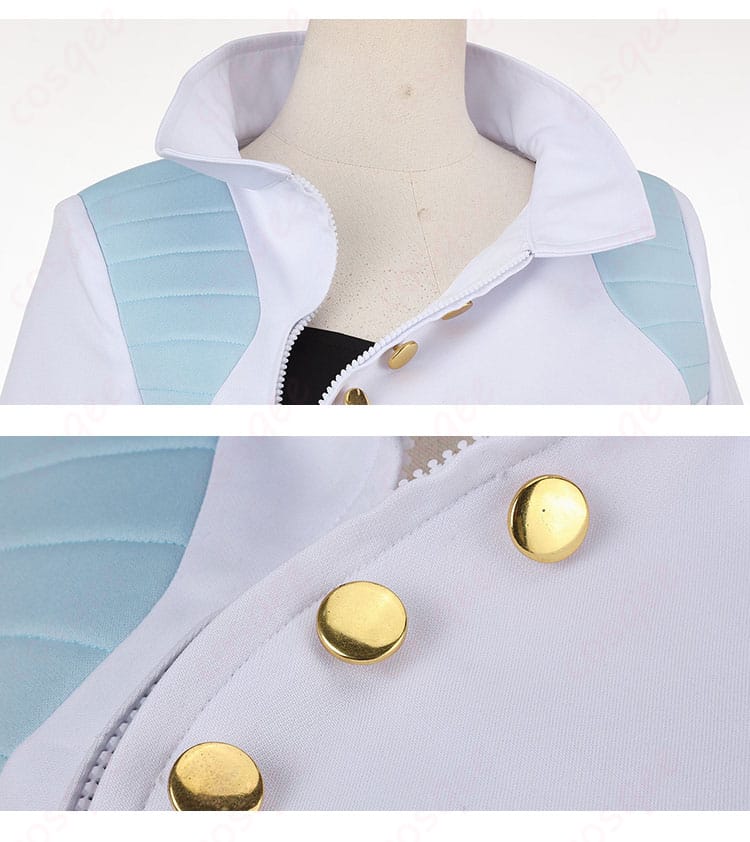 ジャケットの襟元とボタン装飾ディテール（メリル・ストライフ衣装）