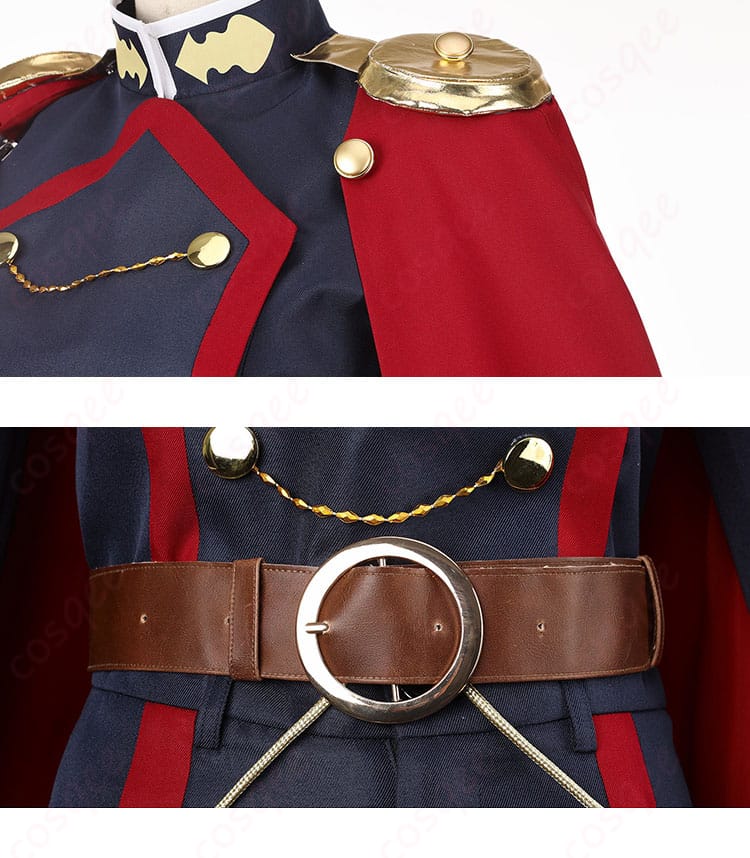 肩甲冑風ディテールとウエストベルト装飾の質感ディテール