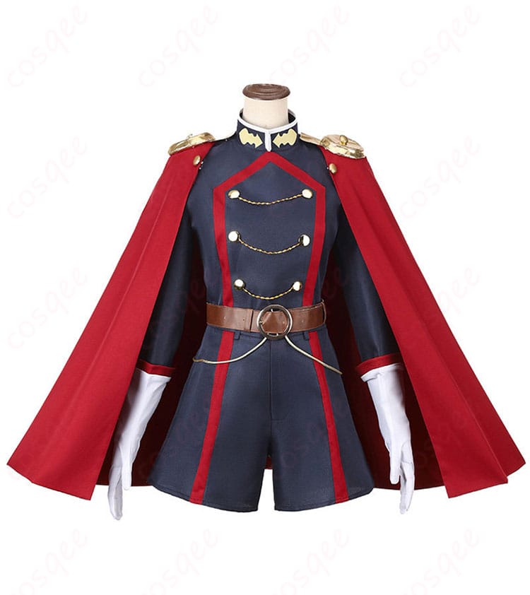 山城恋コスプレ衣装の正面全身。上着とショートパンツ、マントのシルエット