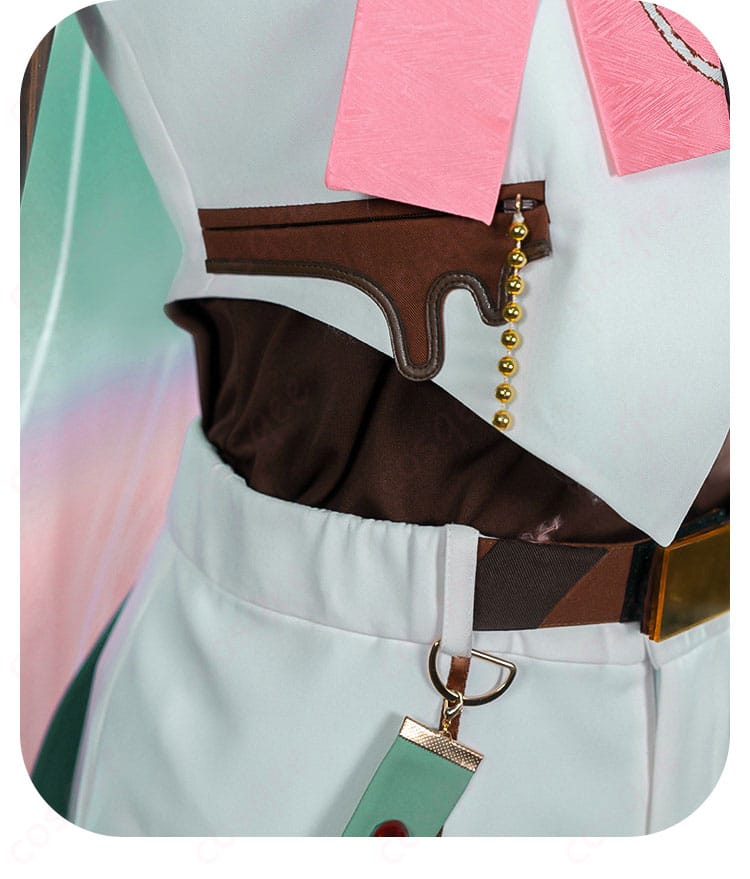 ウエスト装飾の別角度ディテール（バランスと固定）