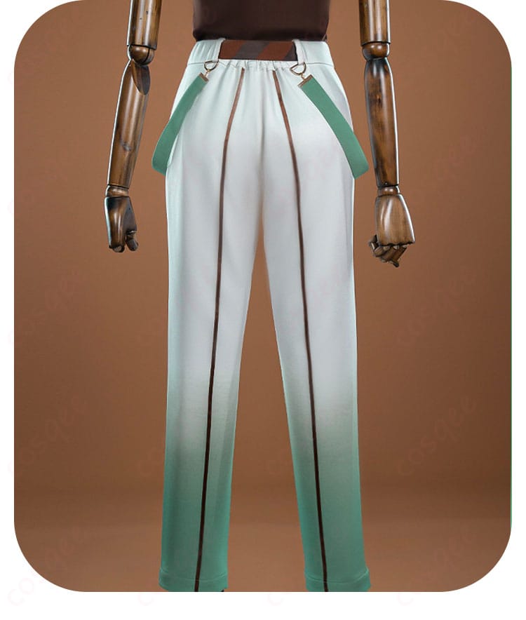 ズボンのシルエットと生地の落ち感、ラインの見え方