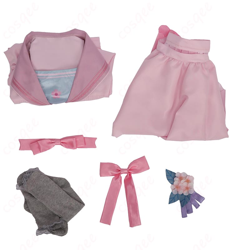 セット内容一式（衣装・髪飾り・靴下）の平置き構成