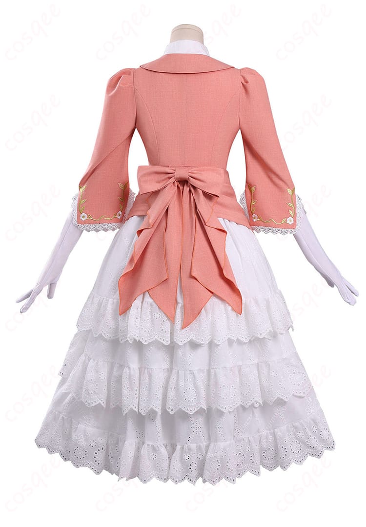 第五人格 バーメイド 戦慄の逆旅 コスプレ衣装の背面全体像（大きな背面リボン）