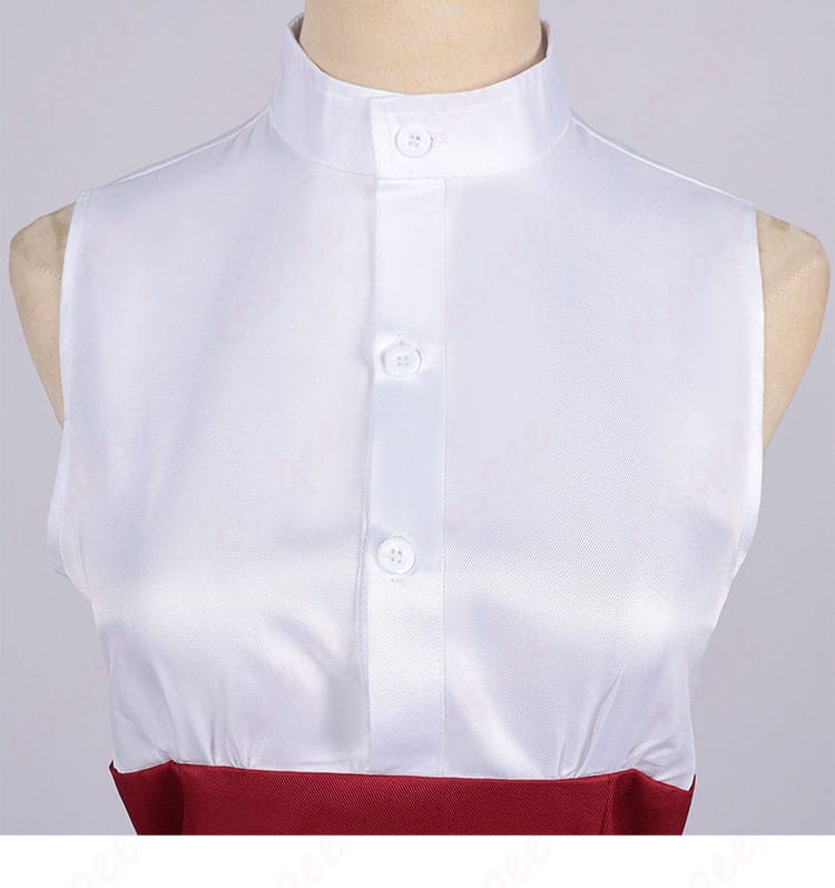 小林みくる私服コスプレ衣装の襟元装飾と前合わせのアップ