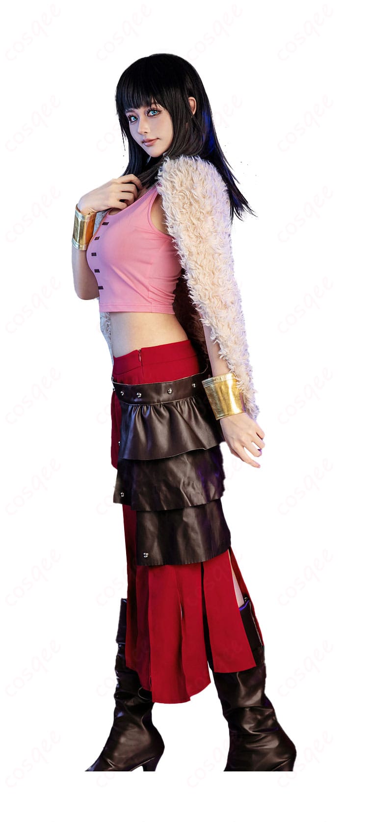 ニコ・ロビン エルバフ編衣装の側面ディテール（ウエスト〜ヒップのシルエット）