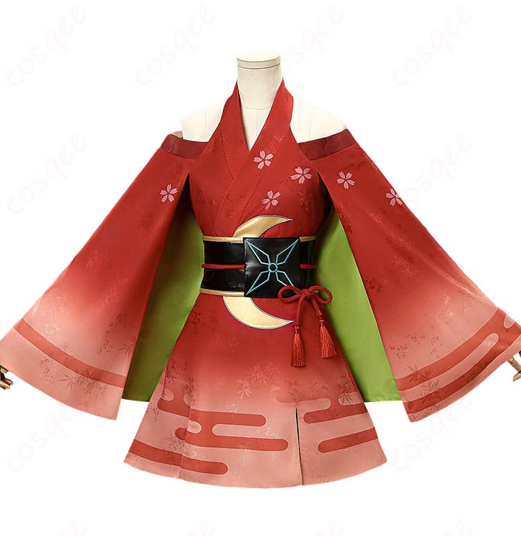 かぐや姫コスプレ衣装のワンピースとコルセットの正面全体像