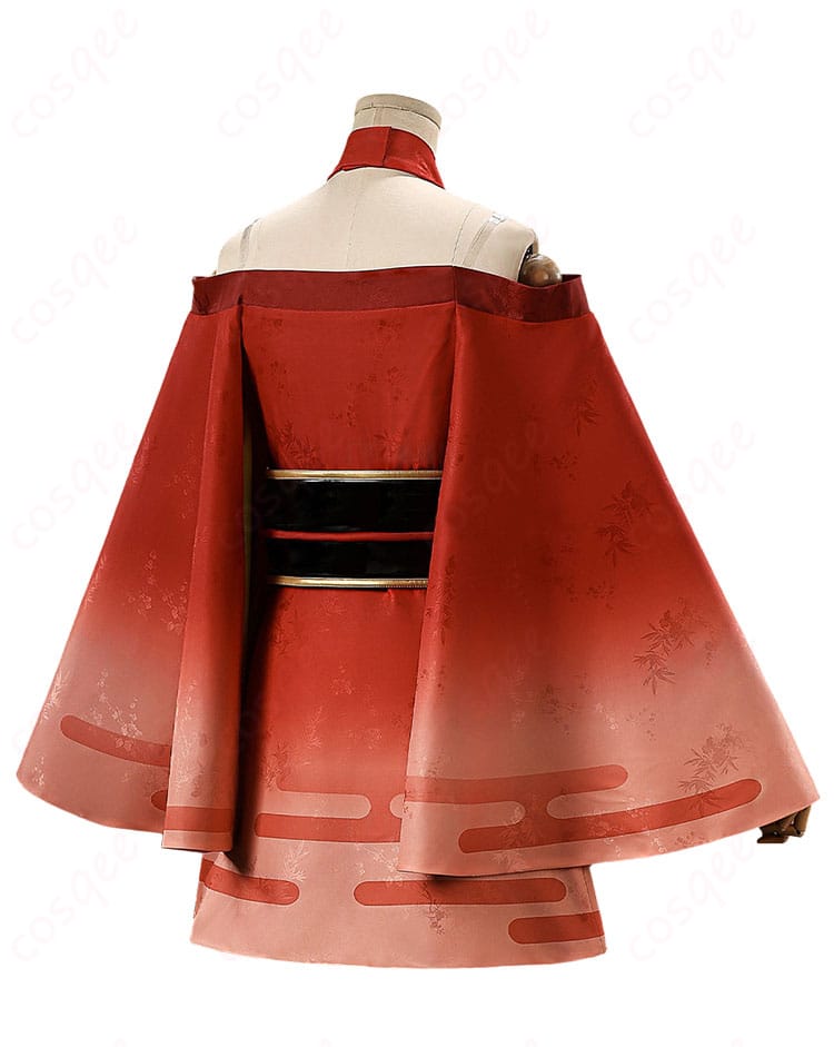 かぐや姫コスプレ衣装の背面全体像（腰封とスカートのライン）