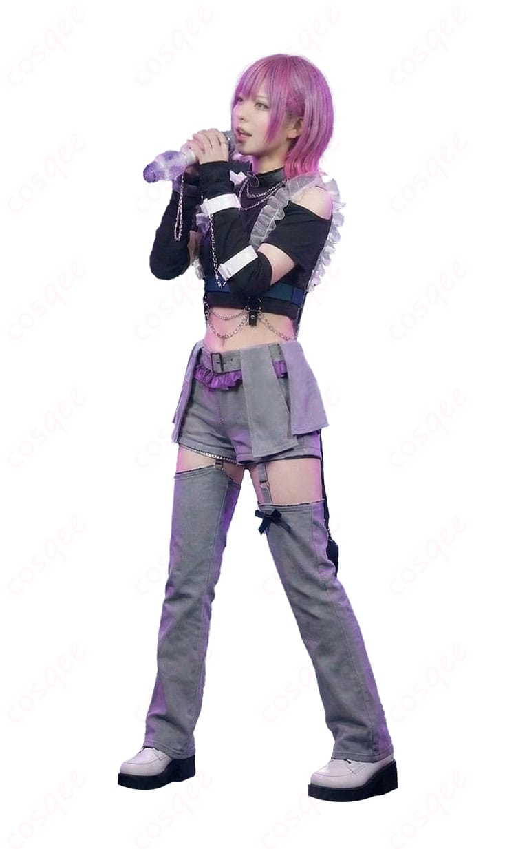 常闇トワ 6周年記念LIVE衣装の側面シルエット画像（アームカバーとベルトのライン）