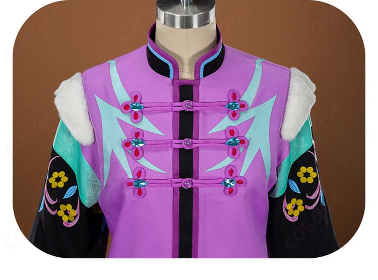 前立てボタンと比翼のディテール（開閉仕様）