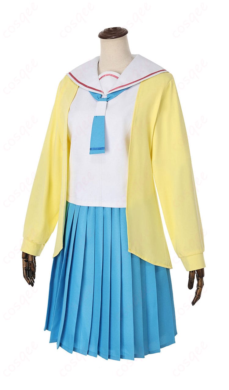 超かぐや姫！ 諌山真実 学園制服コスプレ衣装の側面シルエット（フレアラインと丈感）