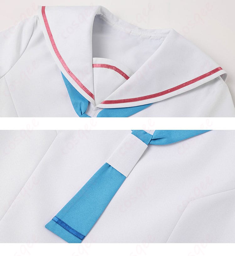 学園制服コスプレ衣装の襟元ディテール（ネックラインとテープ処理）