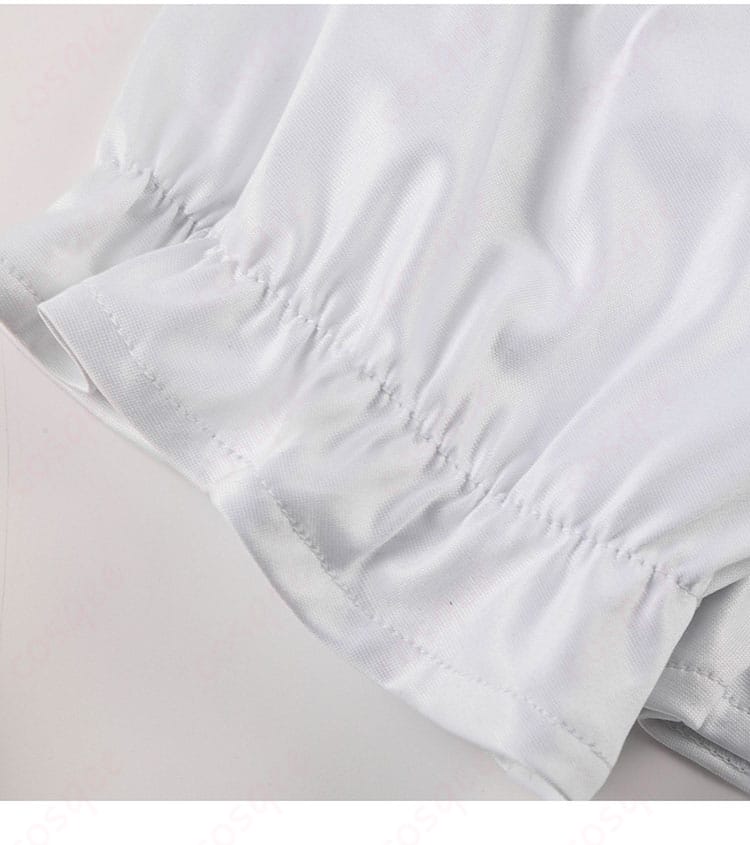 学園制服コスプレ衣装のレッグカバー装飾（柄と留め位置のアップ）