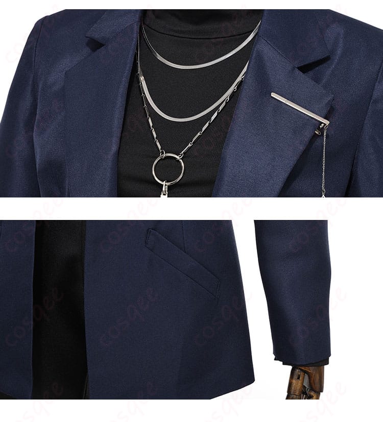 衣領の装飾とカラー配色のアップ