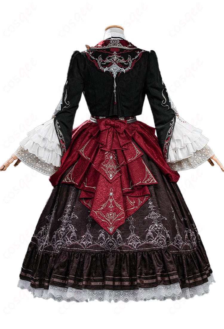 恋と深空 主人公「魂を約す赤月」衣装の背面、トレーンの長さとライン