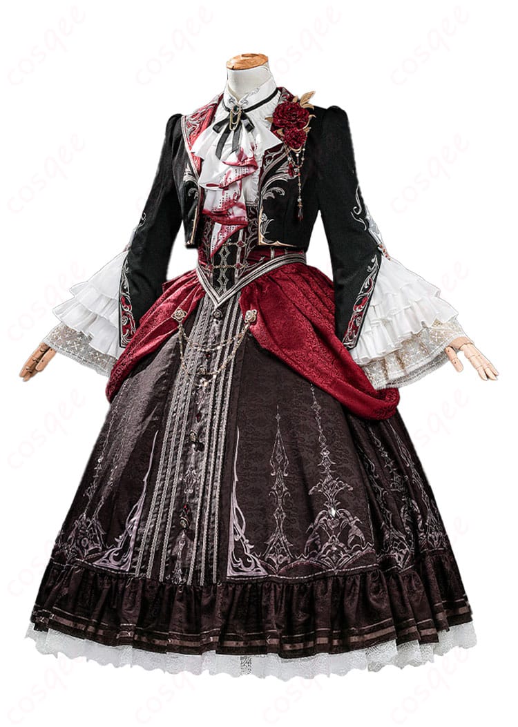 恋と深空 主人公「魂を約す赤月」衣装の側面シルエットとトレーンの流れ