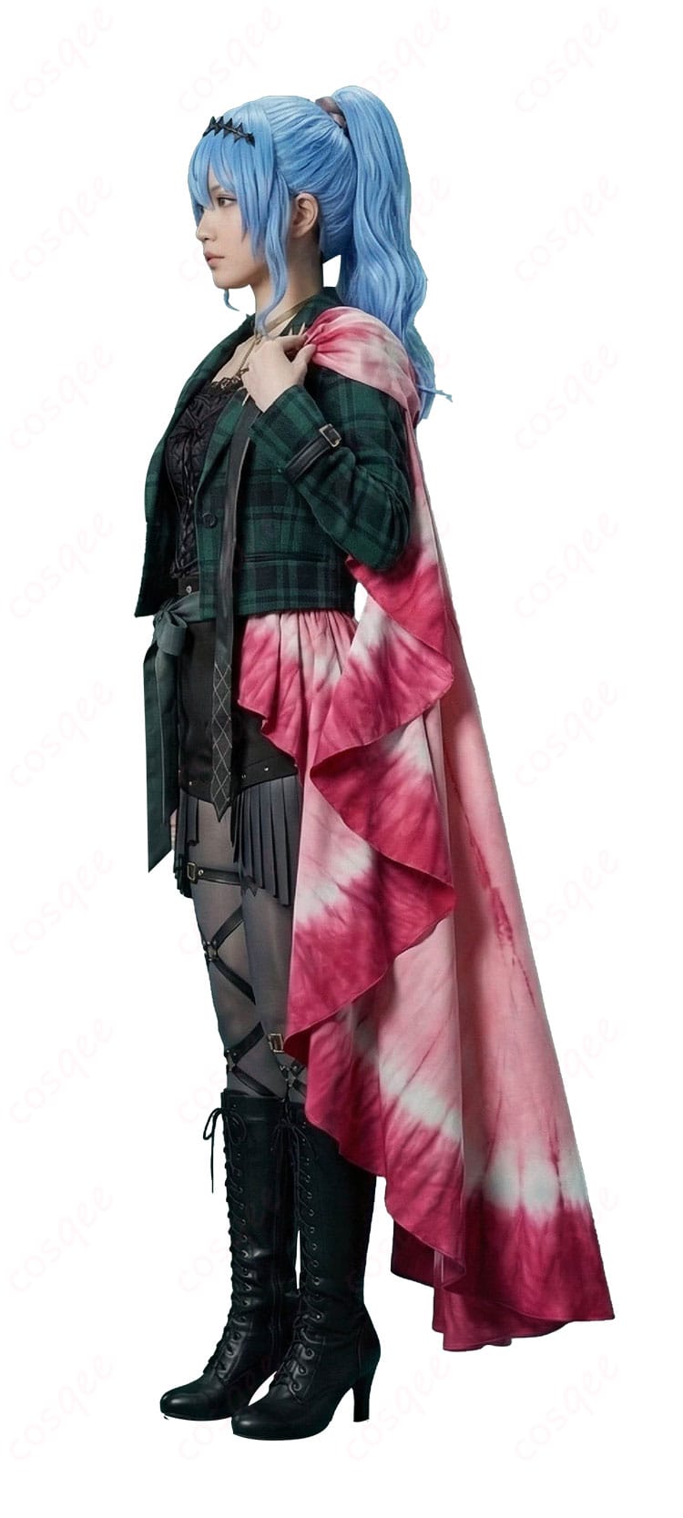 星街すいせい 綺麗事 ライブ衣装の左側ディテール。レース縁取り、リボン、太ももベルト金具の質感アップ。