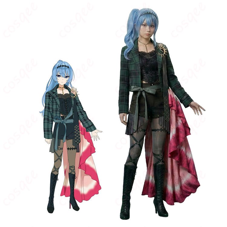 星街すいせい 綺麗事 ライブ衣装の着用イメージ。コートとキャミソール、アクセサリーを含むフルコーデの正面ビジュアル。