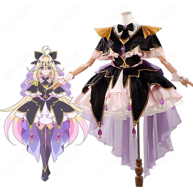 森亜るるか（キュアアルカナ・シャドウ）着用イメージとフルセットコスチューム全体図