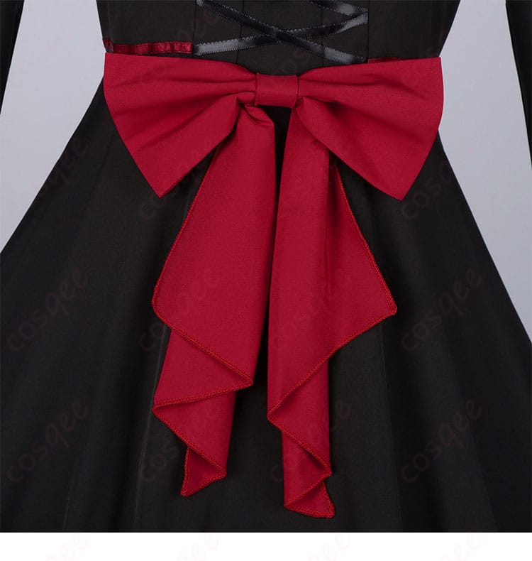 背面の赤い大リボン装飾のディテールと固定仕様