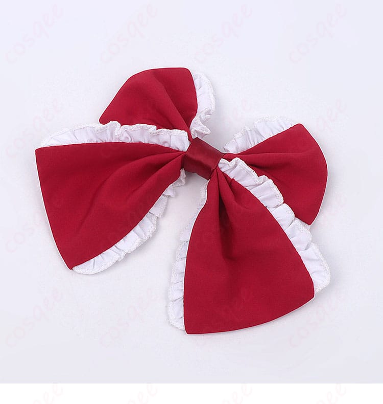 赤いリボン髪飾りの質感・形状ディテール