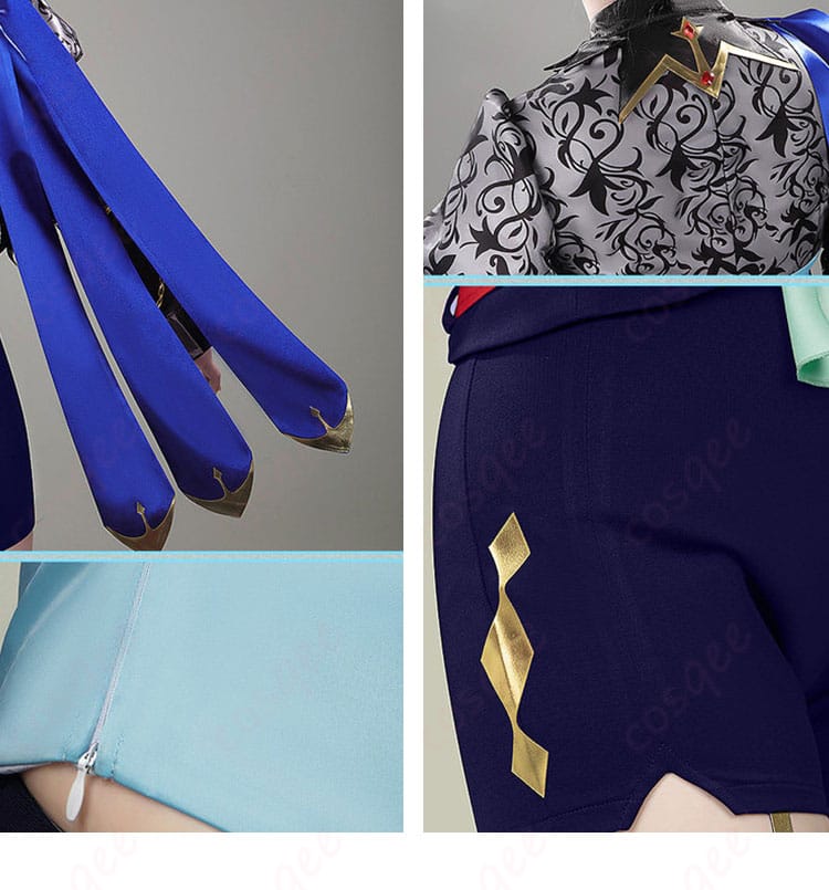 勝負服コスプレ トップスと小物の近接ディテール