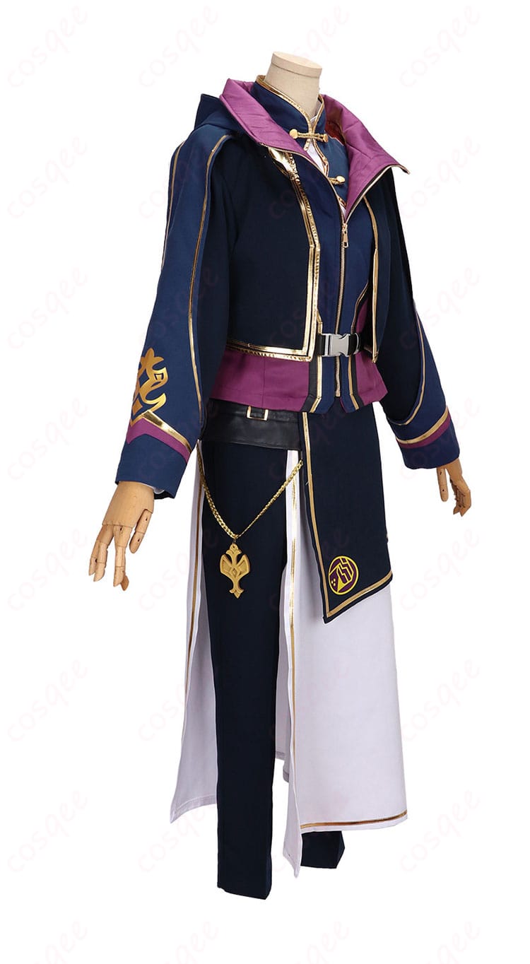 佐伯イッテツ 共通衣装コスプレのサイドシルエットと太もも飾り・腰布の見え方を示す側面画像