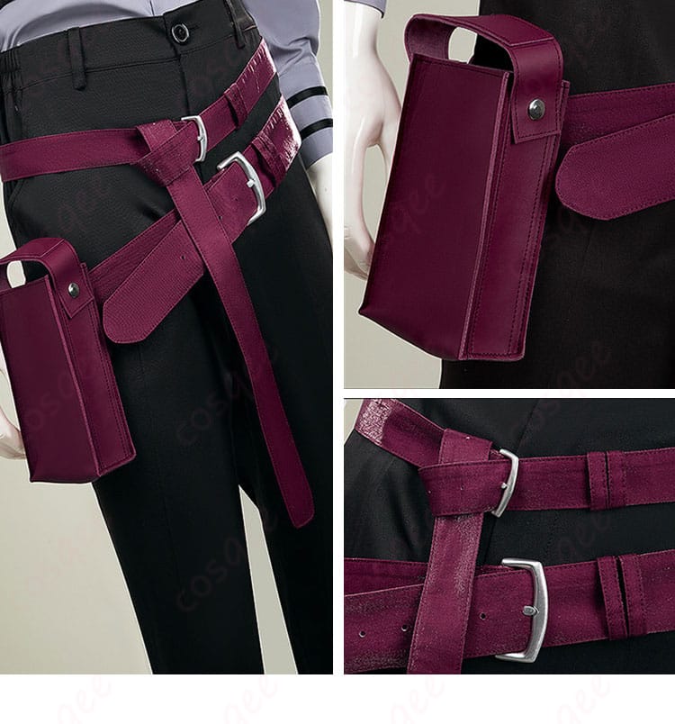 ウエスト周りのベルトとウエストポーチの配置ディテール