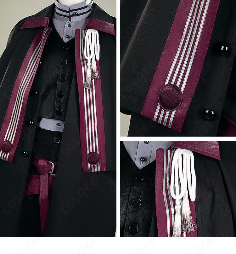 ラペルと前合わせ周辺の装飾・縫製ディテールの接写