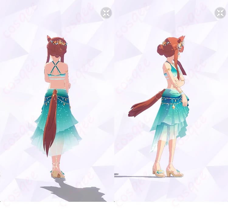 サイレンススズカ『波間のエメラルド』水着コスの背面と右側シルエットが分かる商品画像