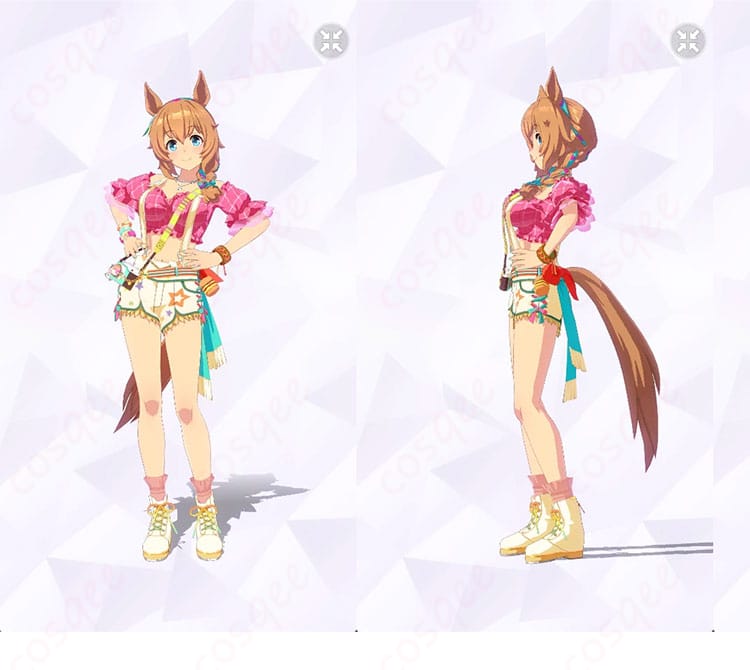 タイキシャトル「Bubblegum☆Memories」勝負服の正面と左側を写した商品画像。高コントラスト配色とすっきりしたシルエットを確認できます。