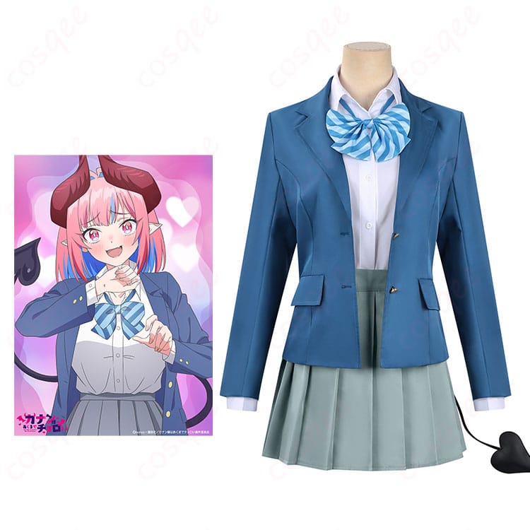 高潔カナンの公式ビジュアル風イメージと学園制服コスプレ一式の構成が分かる画像