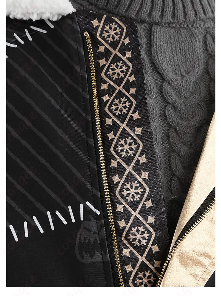 前立て（門襟）部分の装飾パーツとステッチの拡大