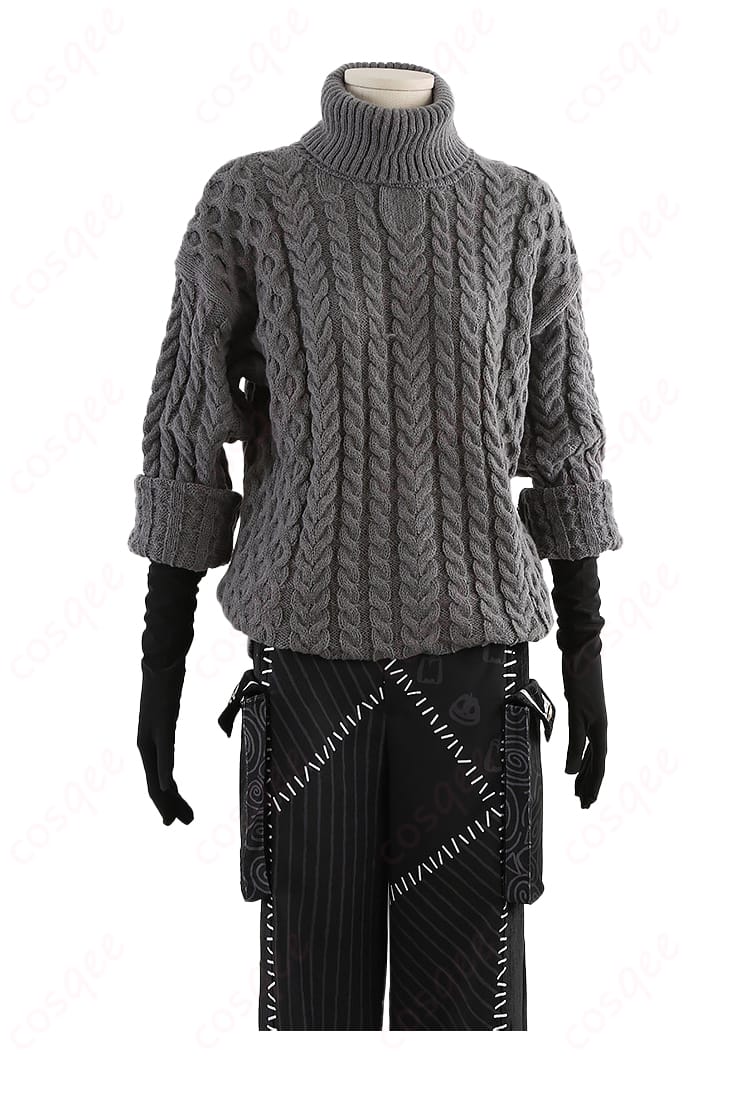 セーター前身頃の編地テクスチャと発色ディテール